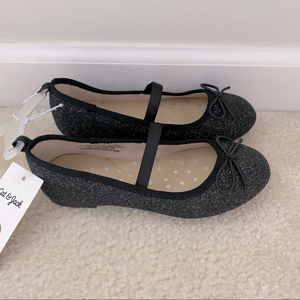 Girls' Slip-On Ballet Flats (Sparkly Black)